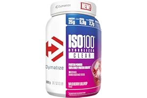 Dymatize ISO 100 Hydrolized Clear Wild Bery Lollipop 900g Hydrolysat de protéine de lactosérum clair + poudre d'isolat
