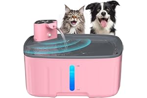Kittyspout Fontaine a Eau pour Chien sans Fil, 8L Fontaine Chat/Grand Chien avec Détecteur de Mouvement, Fontaine pour Chiens avec Batterie 5000mAh (Pink, Pink)