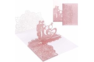 ERBO EBRO kartka weselna, kartka ślubna, dla pary młodej 3D, z białą kopertą, kartki weselne do urzędu stanu cywilnego i ceremonii ślubnej – romantyczna kartka z życzeniami z okazji rocznicy ślubu (różowa)