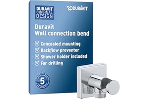 Duravit Universal wall outlet, wall outlet with shower holder, square wall connection elbow, Chrome