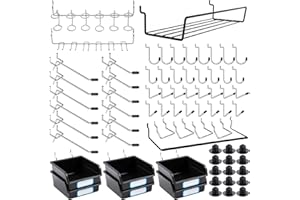 FRIMOONY Pegboard Hooks Assortment, Peg Board Accesories, Peg Locks, for Organizing Various Tools, 196 Pieces, 80 of Which are Peg Locks