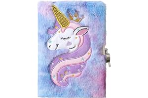BRINNY Dziennik, notatnik, prezent dla dziewcząt, dzieci, podróże, dzienniki, zeszyty, format A5, notatniki, notatniki, notatniki z zamkiem i kluczami, dzienniki (jednorożec)