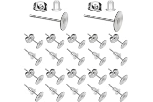 TOAOB THE ONE AND ONLY BABY TOAOB 500pcs Acier Inoxydable Boucles d'Oreilles Poteaux Plat Pad 6mm 8mm avec Dos Papillon Apprêt et Fermoirs en Silicone Transparent pour Accessoires de Bijoux Fabrication Création