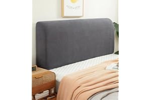 FANSU Headboard Cover for Single Double King Size Bed, Polar fleece Dustproof Headboard Wrap, Stretch All-Inclusive Bed Head Protector Cover Modern Bedroom Decoration (Dark gray,120cm)