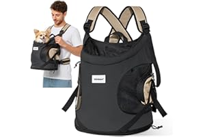 ALLSOPETS Hundetragerucksack, Tragbarer Haustiertragerucksack für Katzen Hunde Welpen, Integrierter Sicherheitsgurt, Ergonomisches Design, Atmungsaktiver Hunderucksack für Motorrad (Dunkelgrau)