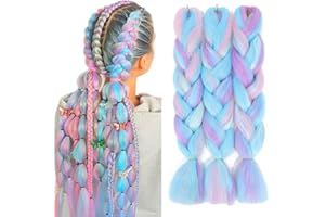 WoWCFyyds Kanekalon, warkocze afrykańskie, warkocze 24", Jumbo Braid, 3 sztuki, ombre plecione włosy syntetyczne