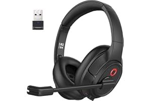 EKSA H6 Wireless Headset with Microphone & USB Dongle [Up to 55 Hours & 10 Metre Range] Bluetooth Computer Headset with AI Noise Cancelling Mic, Over Ear Headphone for Business/Office/Home/Teams/Zoom