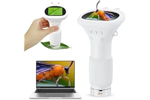 Ashfly Microscopio Tascabile per Bambini, Microscopio Portatile 50X-200X con schermo IPS da 2 pollici, per Scattare Foto e Video, Regali al Microscopio per Bambini 3+ Anni - Bianco