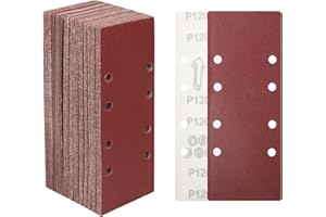 STEBRUAM 30-częściowy zestaw arkuszy szlifierskich, 93 x 230 mm, ziarnistość 40/60/80/120/180/240/320/400,8 otworów, papier ścierny, akcesoria do szlifierek oscylacyjnych