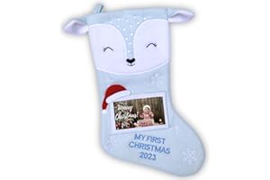 HEART'S SIGN Heart’s Sign Primer calcetín de Navidad del bebé 2023 | Mi Primera Navidad con mi niño o niña | Medias para recién Nacidos - Adornos navideños (Azul)