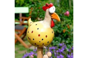 YFJSML Keramik Huhn Gartendeko Deko Garten Handarbeit Huhn Deko Garte n Keramik Hah Gartenstatue Henne Figuren Gartendeko Gartenfigur Gartendekoration für Außen Balkon Garten Ostern (Gelb)