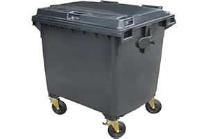 BritishBins Grey 1100 ltr 4 Wheel Wheelie Bin - Large Size 4-Wheel Wheelie Bin - Tough & Durable - For All Your Outdoor Rubbish & Recycling - EN840 Certified & Tested
