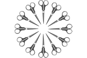 KUONIIY Schere Ultra scharfe Titanbeschichtung, weiche Komfortgriffe, Mehrzweckschere, 15,3 cm, 12 Stück