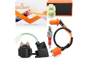 QAZAKY Performance Ignition Coil + AC CDI + Starter Relay Solenoid + Spark Plug GY6 50cc - 90cc 110cc 125cc 150cc 4-stroke Engine Scooter ATV Moped Quad Go Kart Pit Dirt Racing Bike 152QMI