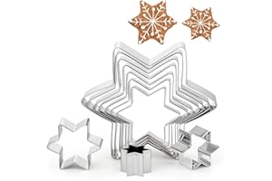 Gwhole Zestaw 10 foremek do ciasteczek w kształcie sześciokątnej gwiazdy do tworzenia choinki