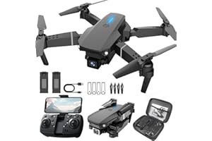 JICICUXI Drones con Camara 4k,Drones con Camara 4k Adultos Niños Dron Adultos Plegable 3D Flip Regalos para Niñas/Niños Drone Plegable para Principiantes, 2 Baterías, Negro mate