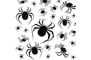 GoldRock Zestaw 24 sztuk dekoracyjnych pająków 3D na Halloween, 3 rozmiary, realistyczne naklejki na okno, z PCW, naklejki na okno, naklejki na ścianę, Halloween, horror, pająki, dekoracja DIY,