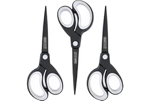 Rapesco 1597 Forbici Leggere per Carta in Titanio con Impugnatura Morbida, Nero/Grigio Chiaro, Confezione da 3