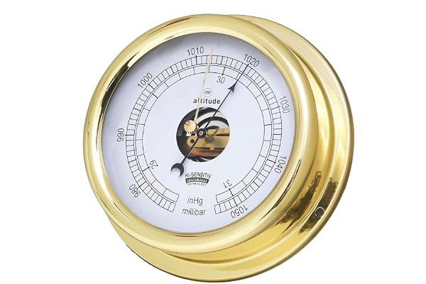 DELITE 866b Altitude Baromètre de bateau en laiton l x H : 150 mm x 42 mm