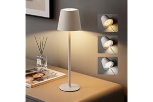 ‎BONSERY Bonsery Tischlampe Kabellos, 5200mAh Akku Tischleuchte Aufladbar, Metall Dimmbare Touch Lampe mit Höhenverstellbar, Wasserdicht Tischlampe Outdoor Indoor für Esszimmer Schlafzimmer Camping, Beige
