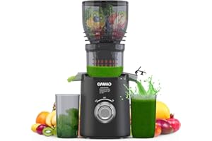 OMMO Estrattore Frutta e Verdura, 300W Estrattore di Succo con Apertura Extra-larga 148mm, Estrattori di Succhi Professionale con 2 Tazze PC, Senza BPA, Nero
