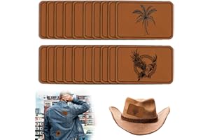 HINGTAI 20 Stück rechteckige Kunstleder-Hutflicken mit Kleber, rustikale Kunstleder-Flicken, Kunstleder-Flicken für Hüte, individuelle Stoffreparatur, Nähen, Laserzubehör, Kleidertaschen, Basteln (Khaki)