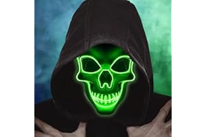 Sunshine smile Halloween Maske Leuchtend,LED Grusel Maske,Led Skelett Maske,LED Maske Karneval,Party Leucht Maske für Karneval,Gruselige Halloween Maske für Feste Partys Kostümspiele Cosplays