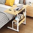 U-HOOME Small Standing Desk Adjustable Height,Mobile Laptop Computer Desk for Bedside, Adjustable Portable Laptop Desk with Storage, Sliding Sofa Side Laptop Stand Home Office Desk 32x16 inch
