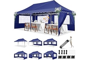 HOTEEL Marquee Gazebo 3m X 6m Gazebo with Sides, Waterproof Outdoor Canopy with Roller Bag and Weight Bags, Pop Up Gazebo 3m X 6m Party Tent Foldable Event Shelter Garden Shelter, Navy