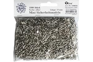 Yline 1000 mini imperdibles de seguridad pequeños, plateados, aprox. 15 mm, E90020