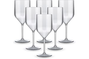 BRYNA BY AMZ BETTER BRYNA - Set 6 Piezas Vasos Croisiere de 25 Cl de Policarbonato (Plástico Rígido), 100% Diseño Italiano, Vasos Irrompibles, Copas de Vino Reutilizables y Lavables en Lavavajillas, Trasparente