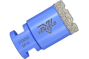 Foret Diamant Carrelage 35mm Scie Cloche avec Filetage M14 Perçage à Sec pour Céramique Porcelaine Carrelage Granit Marbre Pierre VENJELD