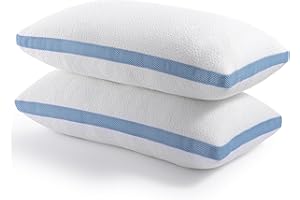 Hiimgo 2 Pack Shredded Memory Foam Pillow for Restful Sleep，Hypoallergenic and Cooling，Machine Washable,Standard Size（48x74cm,1 Pair）