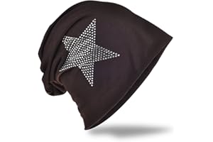 MIOBO Berretto con stella con applicazione di strass, unisex, tinta unita, colore di tendenza