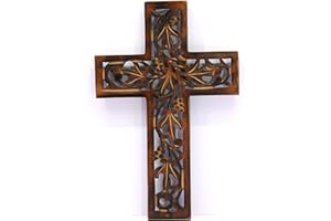 ESPLANADE StonKraft Jesus Christ Cross Catholic Wooden Crucifix for Wall, Church Chapel | Home Decor | Wood - 12.25" Inches - Brown