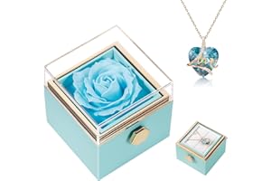 TangDouJM Forever Roses, Heart Shaped Crystal Necklace with Gift Box, Gifts for Women, Birthday Gifts for Her, Love Gifts for Her, Girlfriend, Wife, Christmas, Valentine's Day,