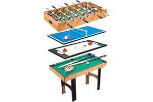 Calma Dragon 6611, Tavolo Multigame, 4 in 1, (Misure: 87 x 43 x 73cm) Biliardo, Ping Pong, Hockey e Foosball, ideale per tutta la famiglia, Multigioco per adulti e bambini, Gioco