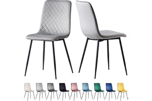 mcc direct Set mit 2 Designer-Esszimmerstühlen aus Samtstoff, Metallbeine, Lexi-Stühle (Hellgrau)
