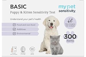 My Pet Sensitivity Basic Test - Home Puppy & Kitten Sensitivity Test | 300 Checks | 3-5 Day Results | Non-Invasive Hair Sampling | Comprehensive Food & Environmental Analysis | Ideal for Young Pets