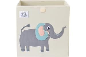 CLCROBD Foldable Animal Cube Storage Bins Fabric Toy Box/Chest/Organizer for Toddler/Kids Nursery, Playroom, 13 inch (Cute Elephant)