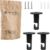 smartect Ceiling and Wall Bracket 3 Pieces for Cables in Black | &Oslash;35 x 50 mm Ceiling fixing with screws and dowels, ceiling d