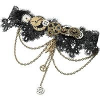 3 Stück Gothic Halskette, Schwarz Spitze Kette, Gotisch