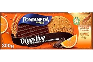 Fontaneda Digestive Galletas cubiertas con Chocolate Negro y Naranja 300g