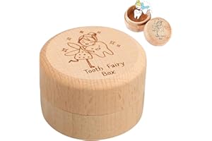KMZ Tooth Fairy Box Wooden Tooth Box Keepsake Cute Baby Tooth Storage Box Portable Milk Teeth Container Box for Boys Girls Collect Lost Teeth