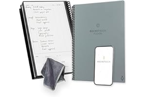 Rocketbook Fusion Reusable Undated Productivity Planner, Letter Size 21 cm x 29.7 cm, Grey - Goals, Monthly and Weekly Calendar, Daily To-Do List, Lined and Dotted Notes Pages