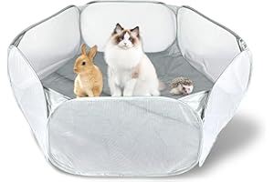 JOALPYSM Hamster Playpen, Portable Pop Up Play Pen, Small Animal Pet Playpen, Portable Indoor or Outdoor Exercise Fence for Guinea Pigs, Rabbits, Hamsters, Cats, Dogs, Chinchillas and Hedgehogs (Gray)