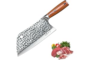 TJ POP Mannaia Coltello da Chef Cinese, Coltello da Cucina Professionale 18cm, Coltello per Carne Affilato con Design Full Tang, Lama in Acciaio 50Cr15 Spessore 2mm, TJ SEGA Serie TC19076