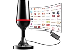 QGCLEARSO Antenne TV intérieur puissante,Antenne TNT intérieure équipée d'un amplificateur de Signal à Gain élevé,réception Longue Distance jusqu'à 420 km avec Base magnétique pour 1080P 4K DVB-T/T2