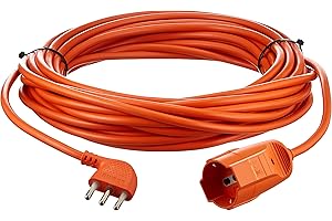 BTicino S2515X40 Prolunga Elettrica, cavo H05VV-F 3x1,5mmq lungo 15 metri, con Spina Grande 16 A e Presa Schuko, 250 V, colore Arancione