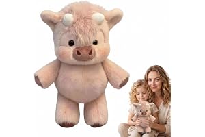 Sifxouped Gosig ko, 45 cm gosedjur, plyschfigur (rosa) | Höglandko mjuk leksak, plyschdjur, höglandsko plyschdjur, gåva för p